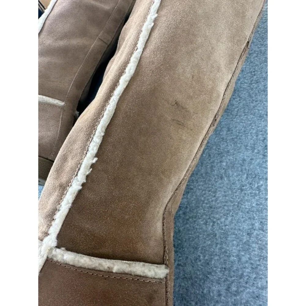 Vintage Y2K Genuine Suede Sherpa Lined Tan Tall Womens Boots Size US 7 Cabincore